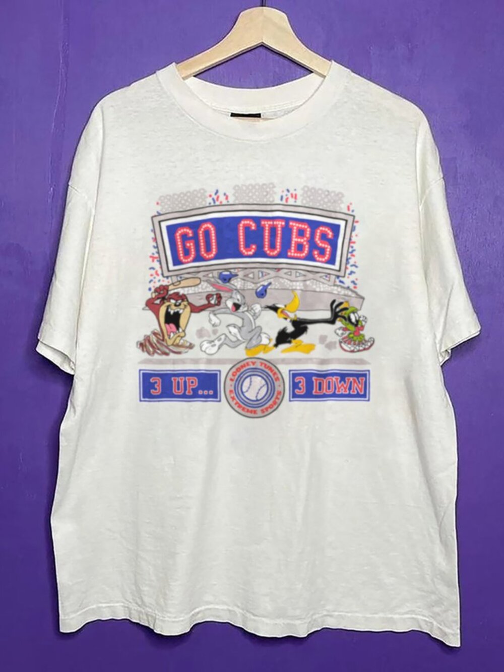 Vintage Chicago Cubs Baseball T Shirt, MLB Chicago Cubs Looney Tunes Shirt Tee